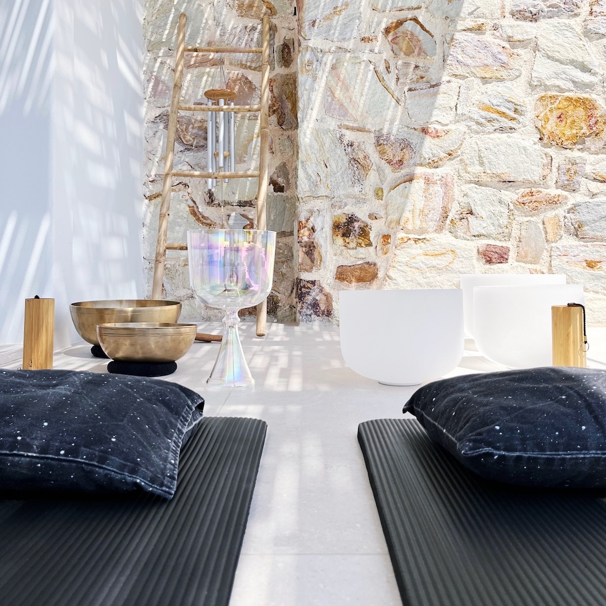 Private Sound Healing on a veranda in Kimolos Island Greece