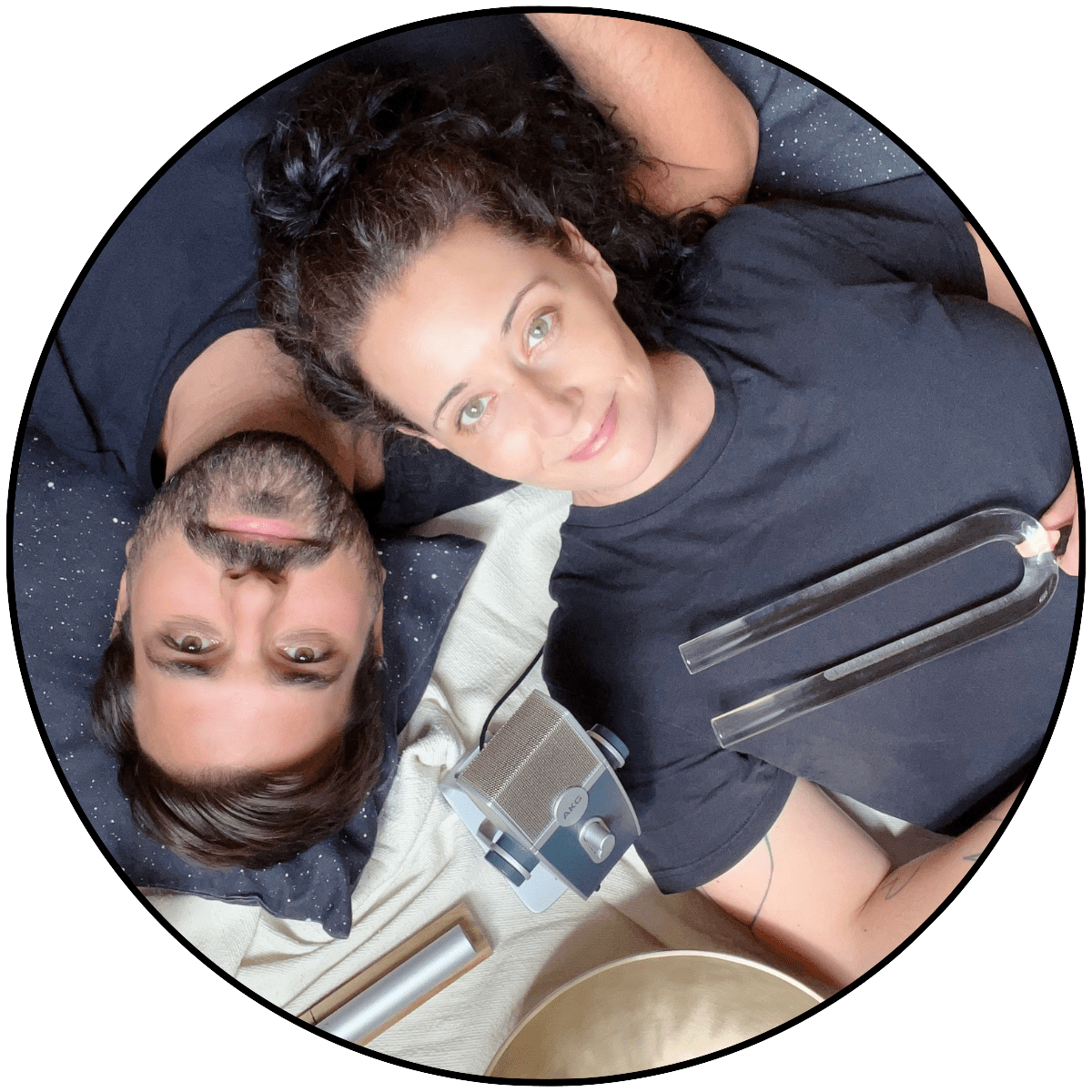 Jenny and Matthias hosting Sunset Sound Baths on Kimolos Island