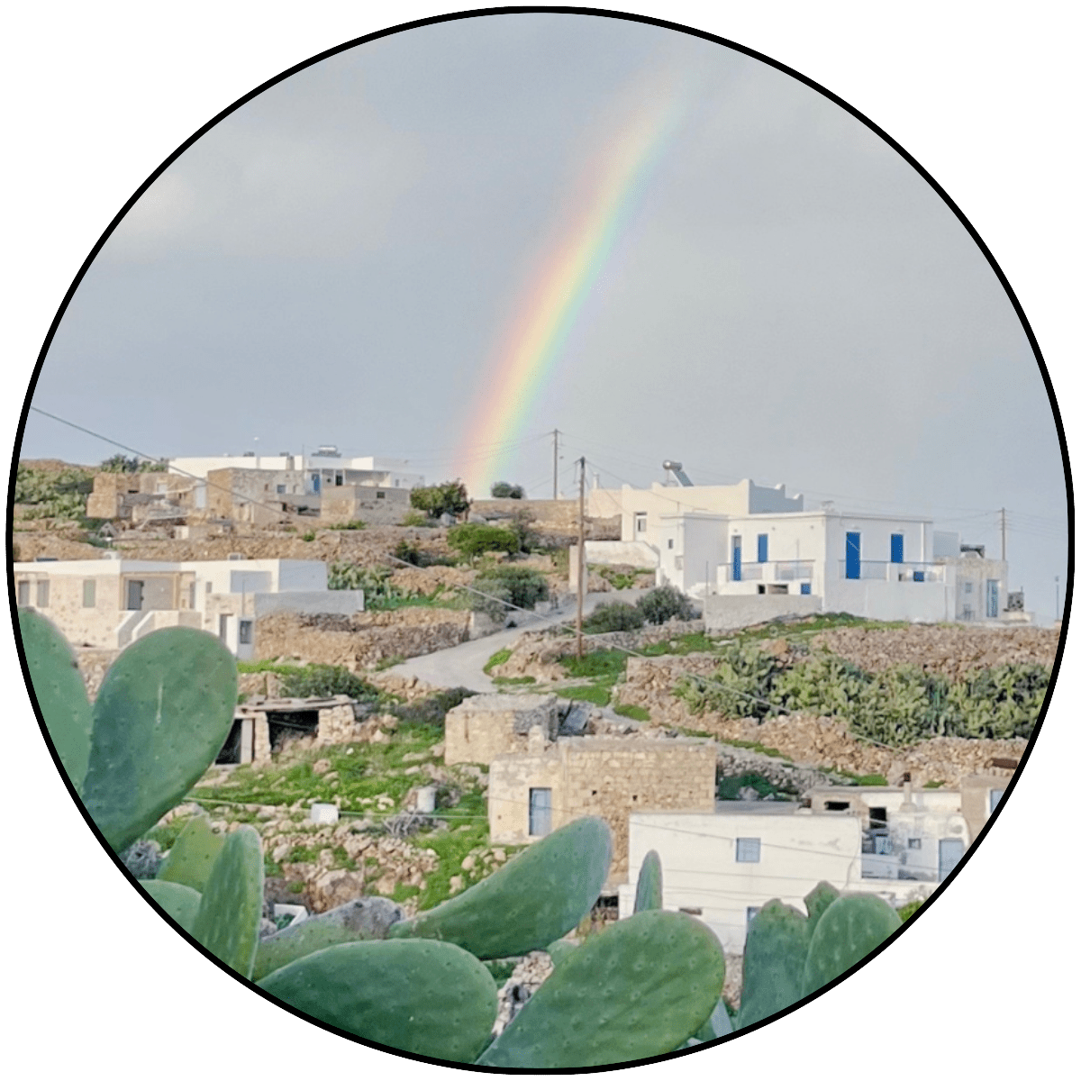Rainbow over the Greek island of Kimolos